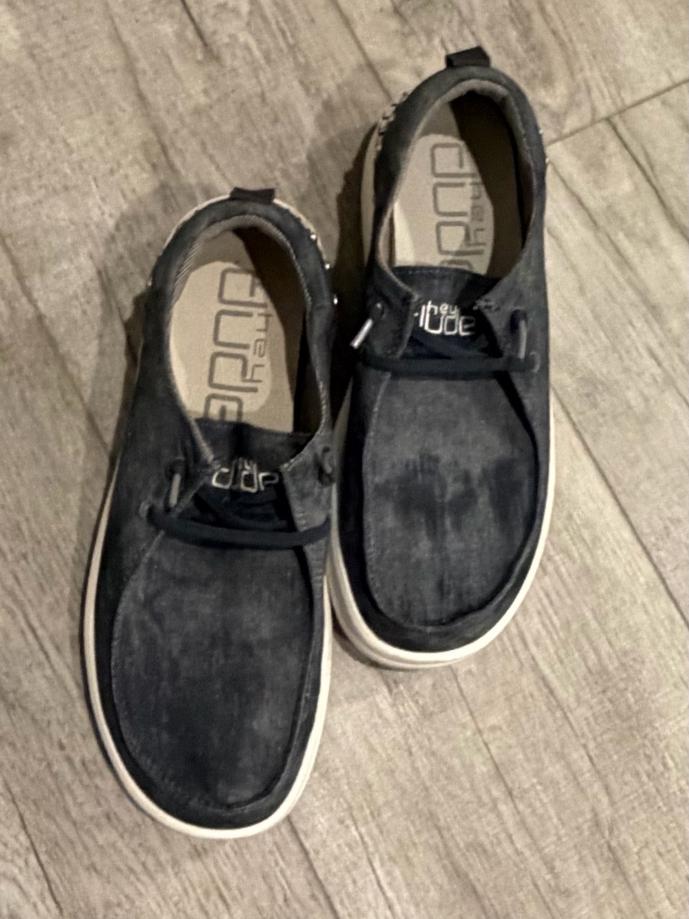 Hey Dude Black Canvas Ladies Slip-On Loafers with White Sole